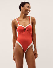 Sabrina Two Tone Swimsuit, Orange (RUST), large