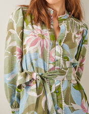 Piper Floral Print Midi Dress, Green (KHAKI), large