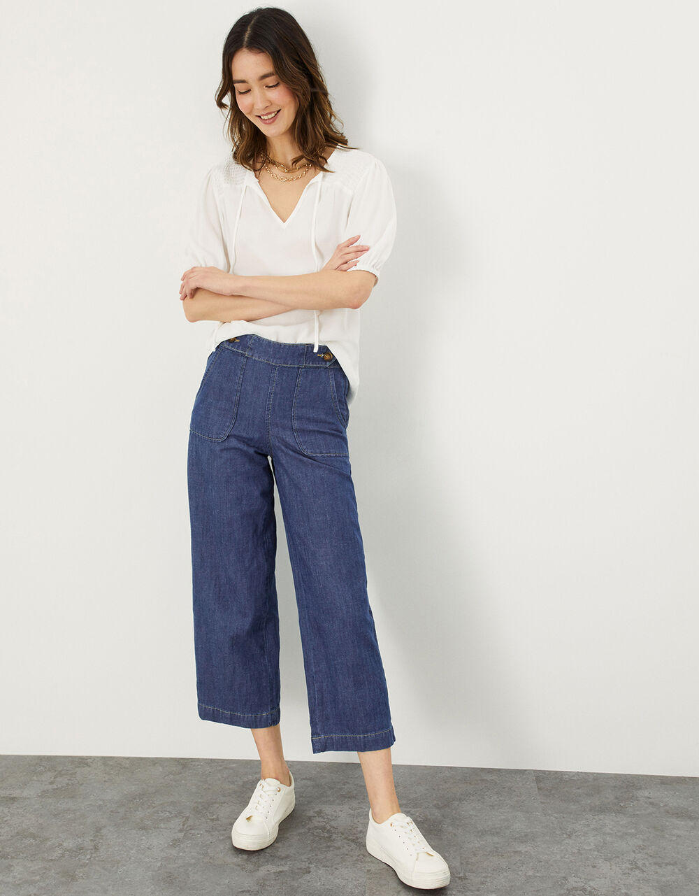 Women Women's Clothing | Wide Leg Crop Pull On Hemp Denim Jeans Blue - EJ74676