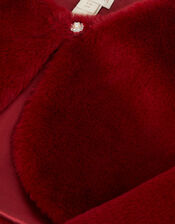 Lara Bow Faux Fur Cardigan, Red (RED), large