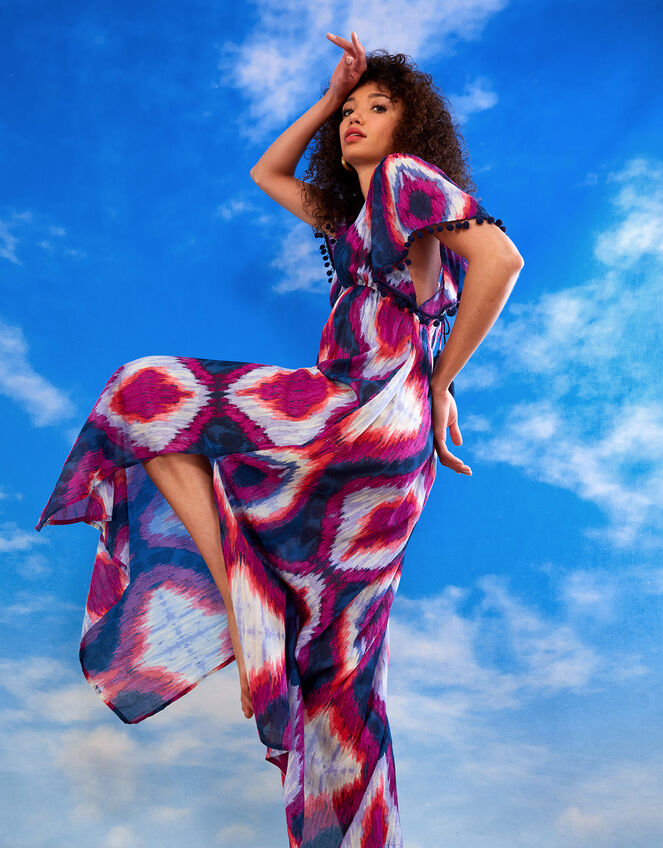 Premium Ikat Maxi Kaftan Dress Purple | Summer Dresses | Monsoon UK.