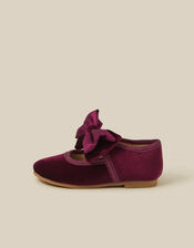 Baby Bow Velvet Walkers, Red (BURGUNDY), large