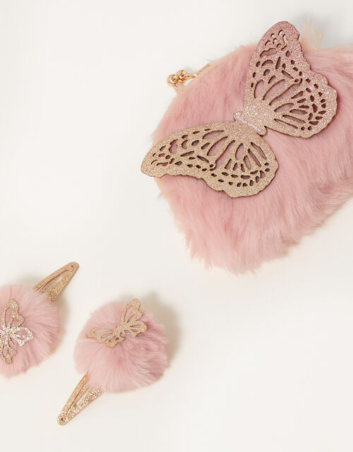 Glitter Butterfly Fluffy Accessory Set, , large