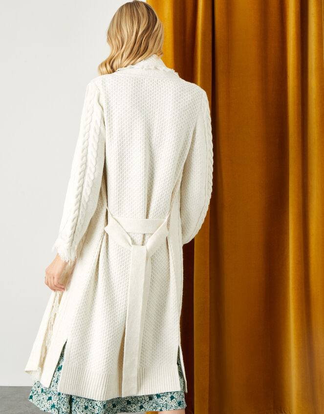 Fran Longline Cable Stitch Cardigan, Ivory (IVORY), large