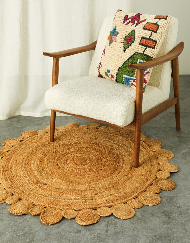 Large Raffia Round Rug, , large