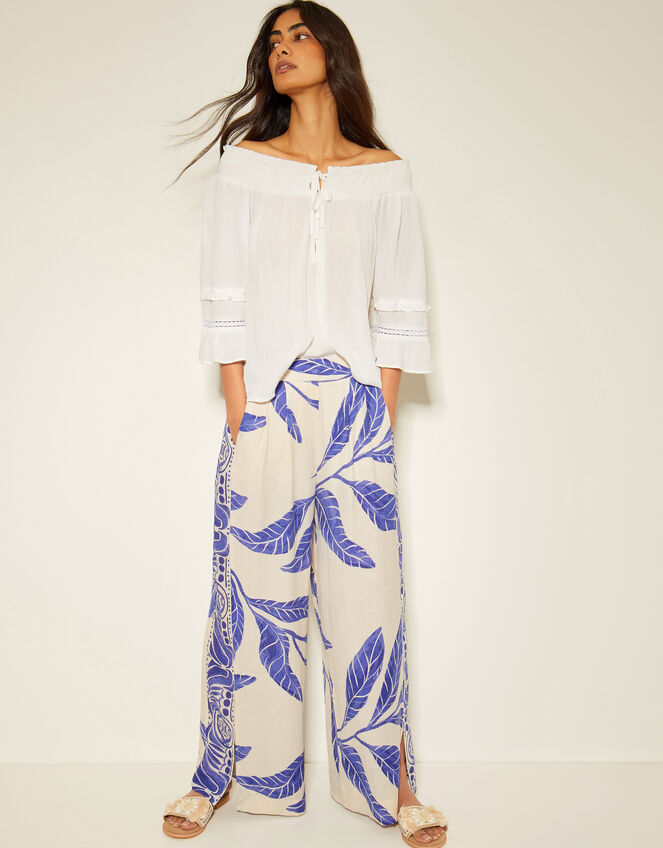 Ava Off-The-Shoulder Smock Top, White (WHITE), large