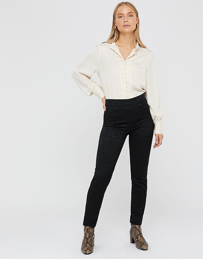 Zeta Zebra Jacquard Trousers, Black (BLACK), large