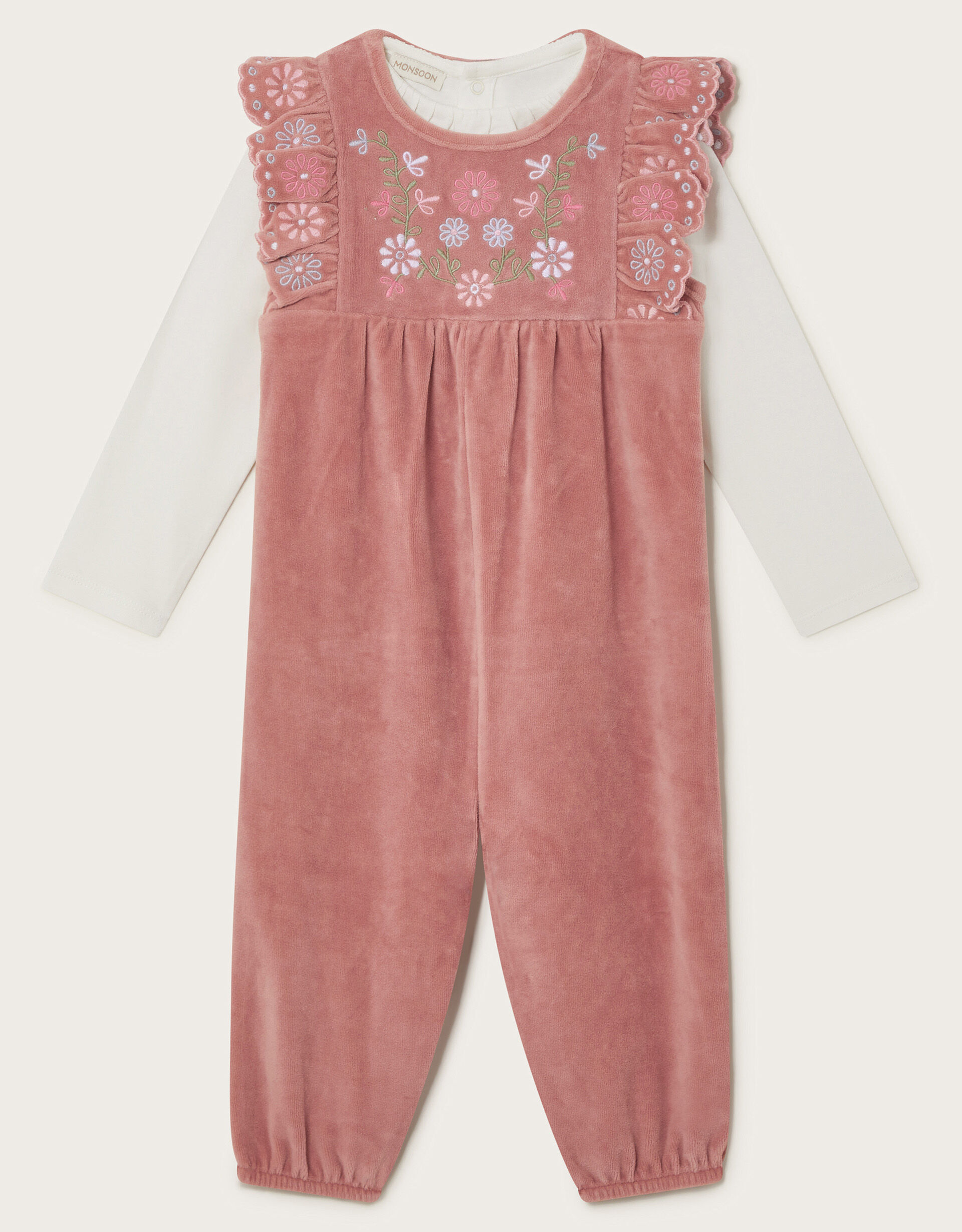 Baby Velour Romper and Top Set Pink Baby Girl Outfits Rompers Monsoon UK