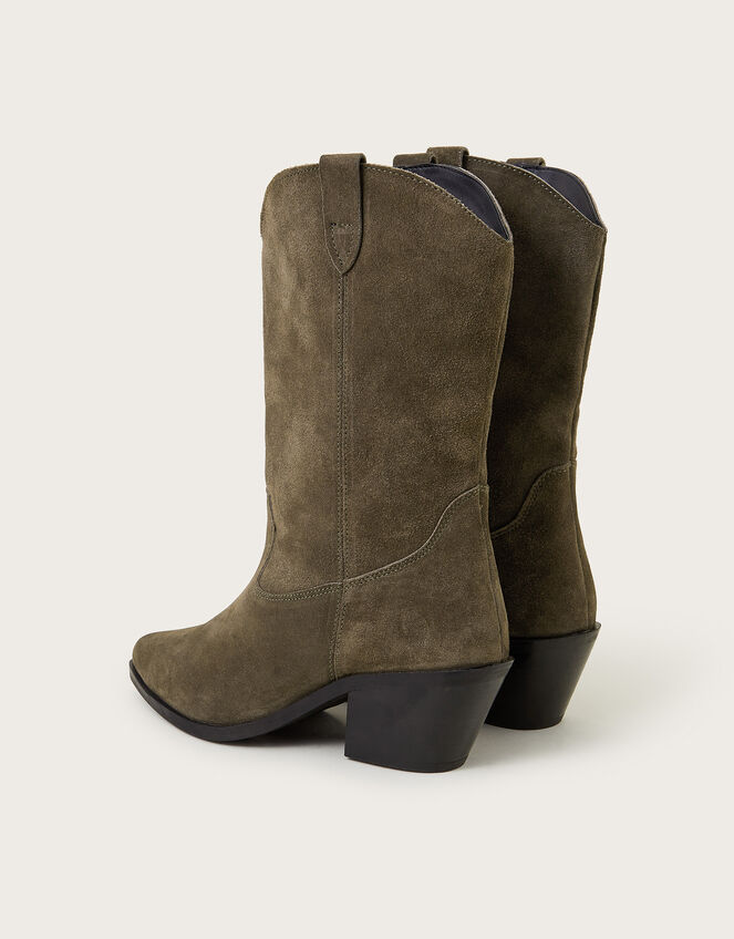 Lana Suede Cowboy Boots, Green (OLIVE), large