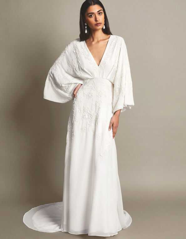 Camilla Embroidered Bridal Dress, Ivory (IVORY), large