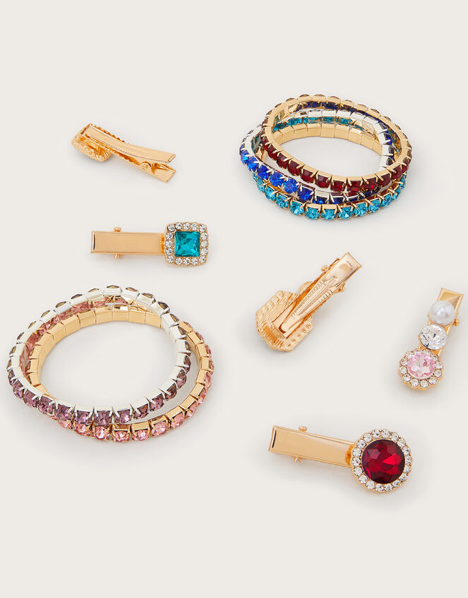 Gemstone Hair Clips and Bracelets Set, , large