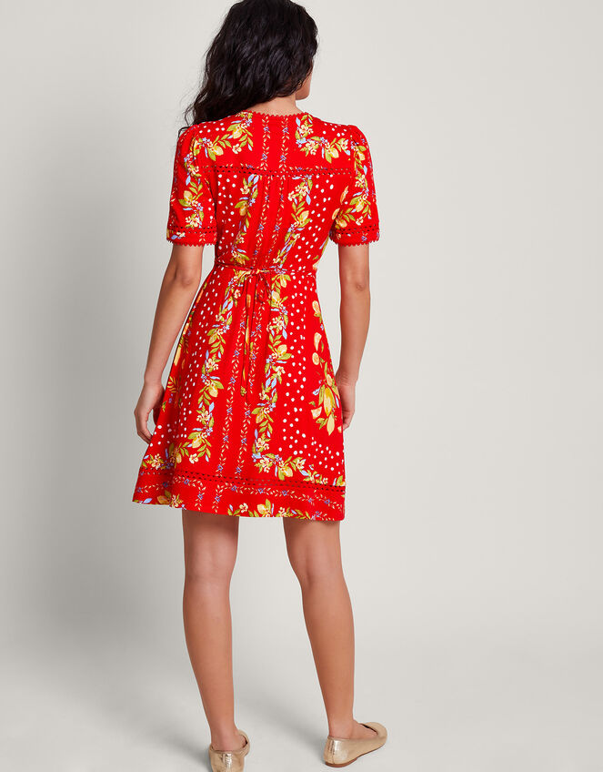 Paloma Print Jersey Dress, Red (RED), large