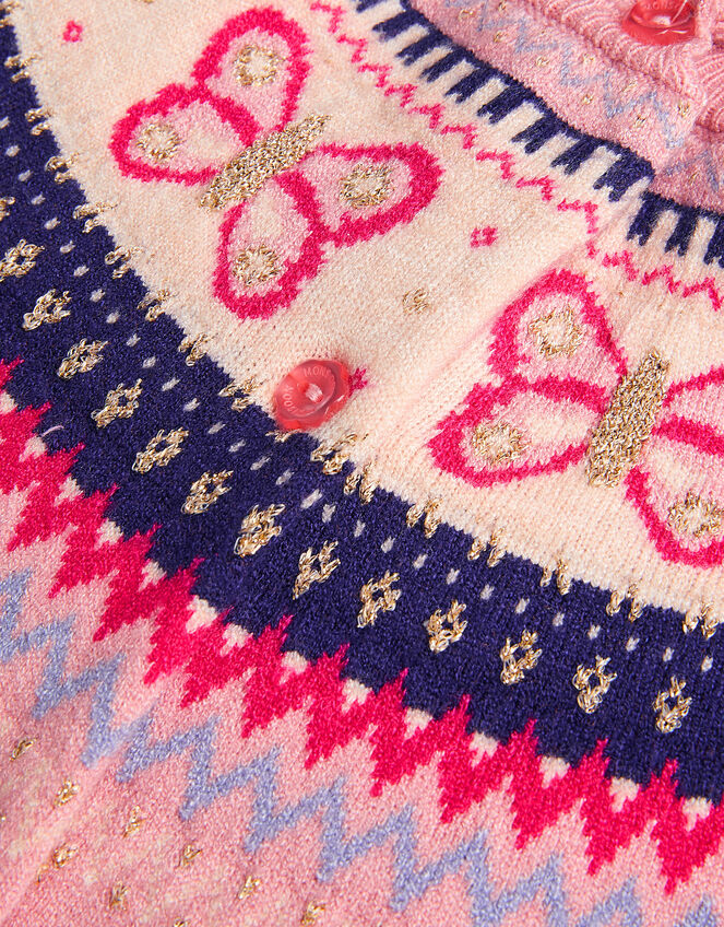 Butterfly Fair Isle Cardigan , Pink (PINK), large