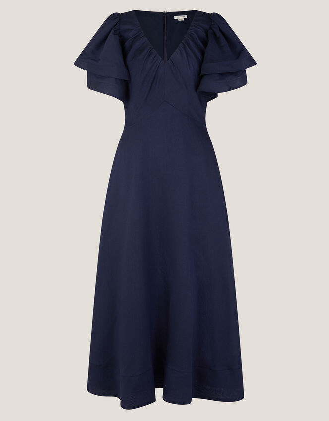 Patricia Ruffle Sleeve Midi Dress, Blue (NAVY), large