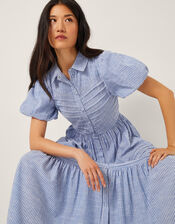 Winnie Stripe Maxi Shirt Dress, Blue (BLUE), large
