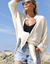 Meraki Beach Eye Print Beach Shirt, Orange (ORANGE), large