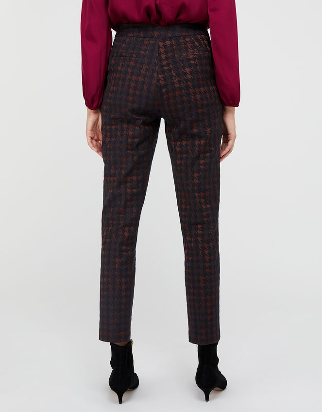 Harriet Houndstooth Jacquard Trousers, Red (BURGUNDY), large