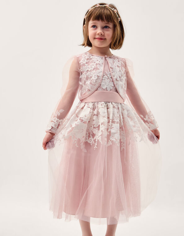 Felicity Embroidered Mesh Cardigan, Pink (PINK), large