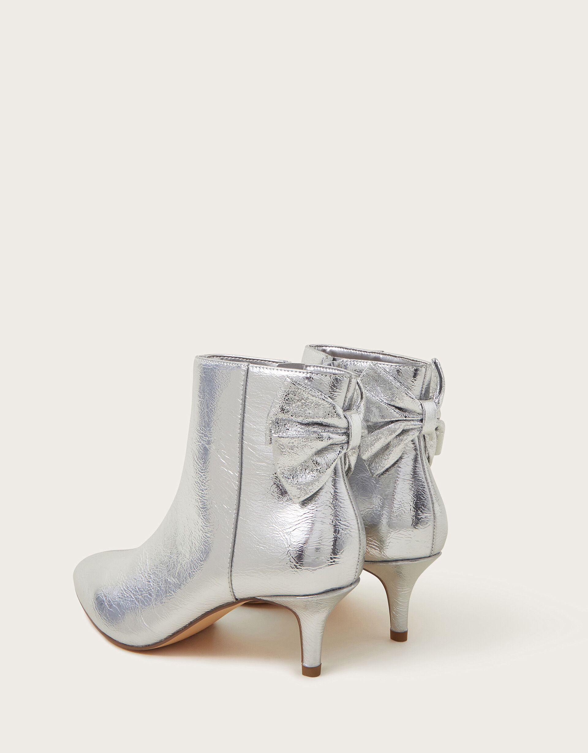 Silver kitten heel booties shop