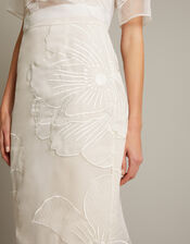 Rosa Embroidered Floral Pencil Bridal Skirt, Ivory (IVORY), large