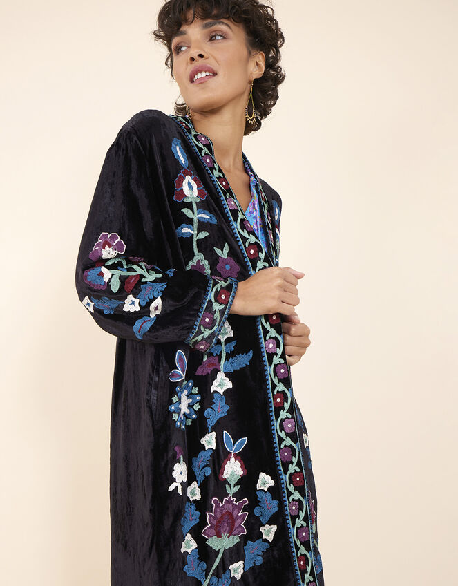 East Tara Embroidered Velvet Jacket, Black (BLACK), large