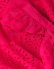 Broderie Tiered Cotton Dress, Pink (PINK), large