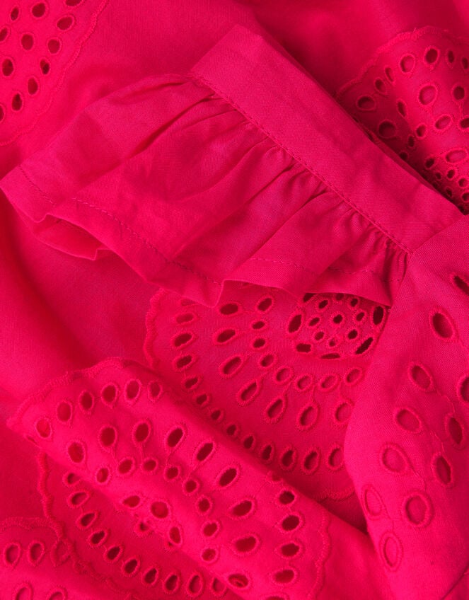 Broderie Tiered Cotton Dress, Pink (PINK), large