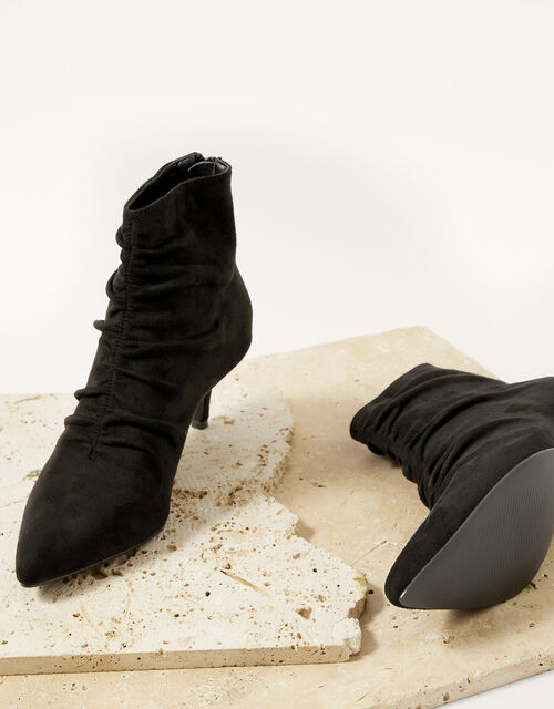 Ruched Ankle Boots, Black (BLACK), large