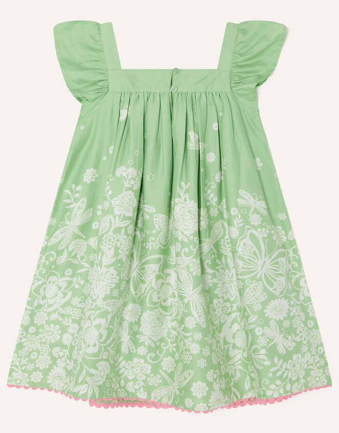 Print Hem and Sequin Square Neck Dress, Green (GREEN), large
