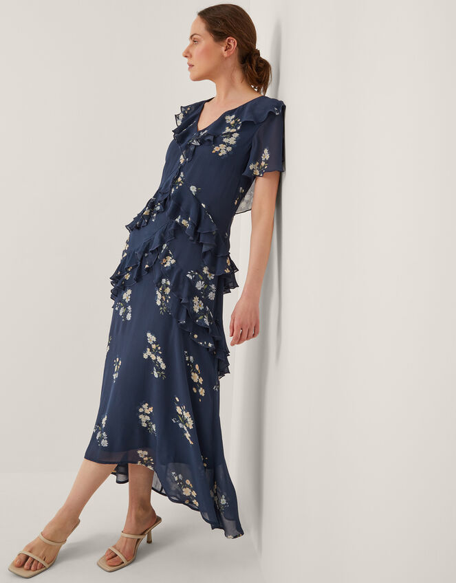 Celeste Floral Ruffle Maxi Dress, Blue (NAVY), large
