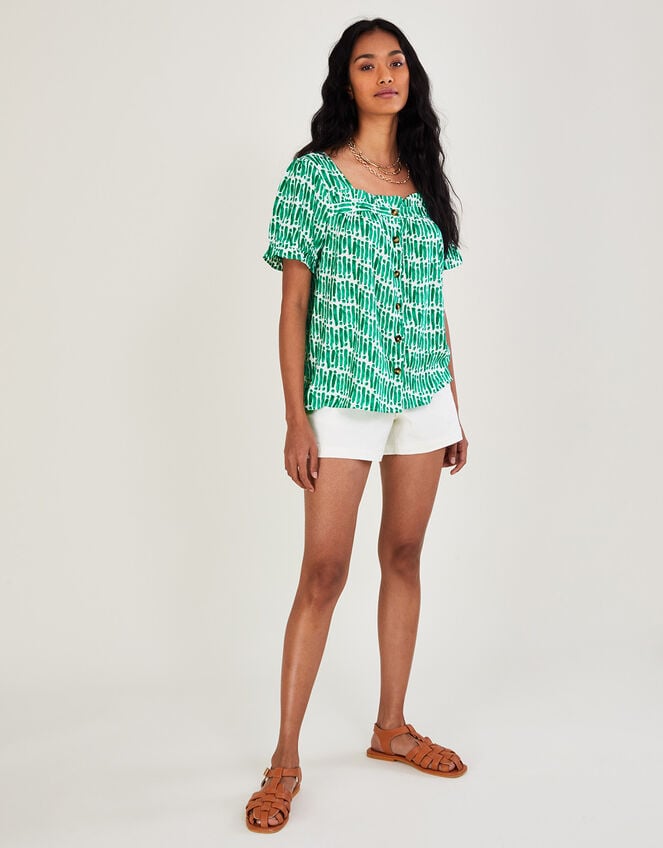 Benita Square Neck Top, Green (GREEN), large
