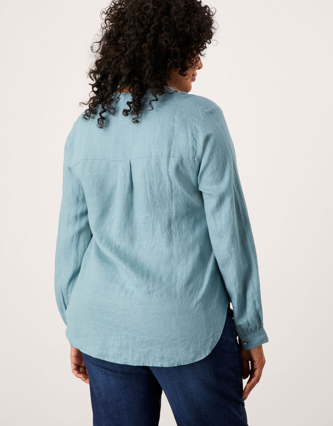 Linen Bib Dobby Shirt, Blue (BLUE), large