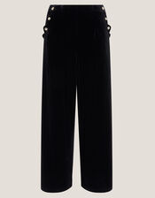 Vera Wide Leg Velvet Trousers, Black (BLACK), large
