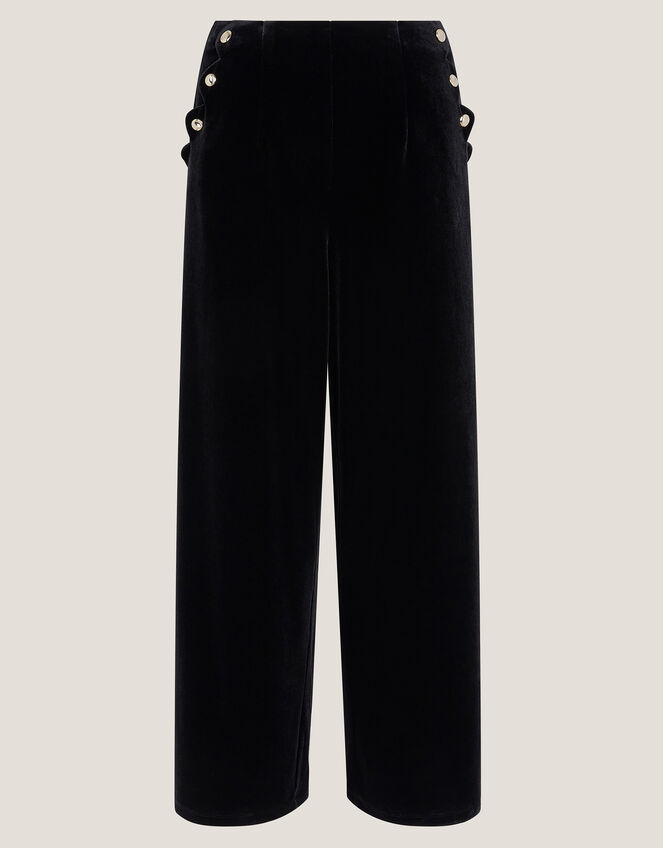 Vera Wide Leg Velvet Trousers, Black (BLACK), large
