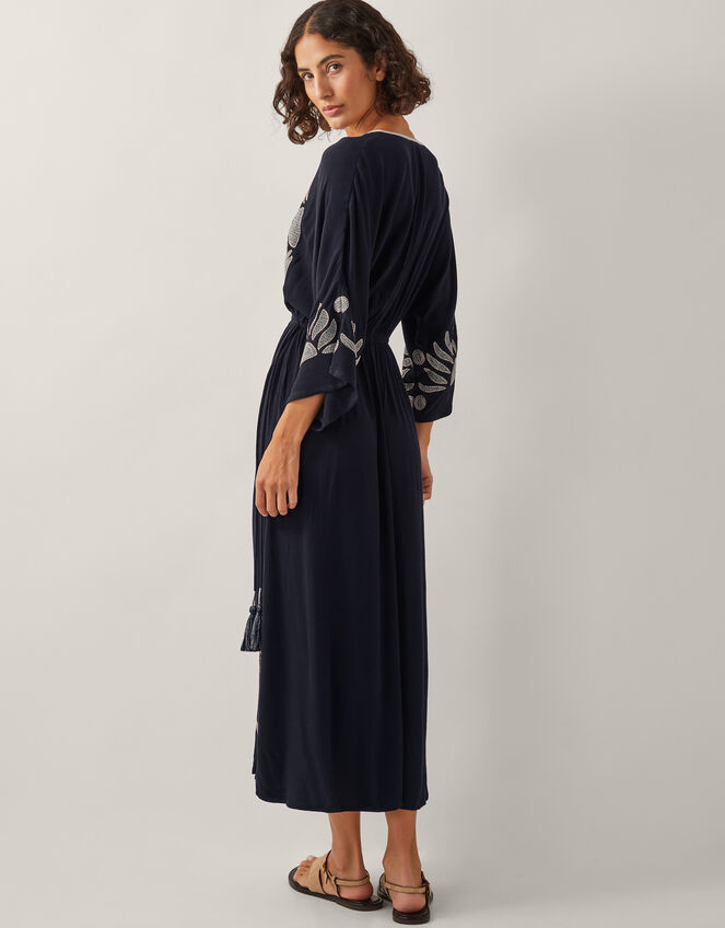 Sophia Embroidered Kaftan Maxi Dress, Black (BLACK), large
