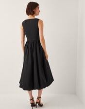 Prim Sleeveless Bubble Hem Midi Dress, Black (BLACK), large