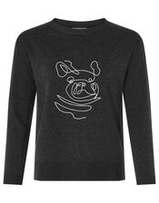 Frenchie Dog Knitted Jumper with Recycled Polyester, Grey (CHARCOAL), large