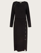 Ciara Button Midi Jumper Dress, Black (BLACK), large