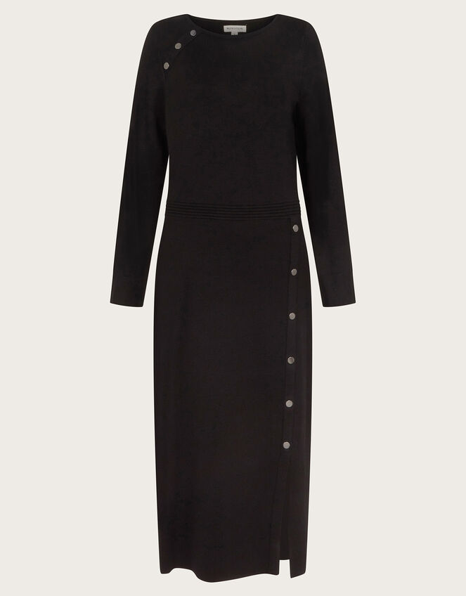 Ciara Button Midi Jumper Dress, Black (BLACK), large