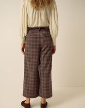 Gracie Check Print Wide Leg Trousers, Brown (BROWN), large