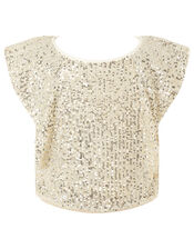 Sequin Top and Culottes Set, Natural (CHAMPAGNE), large