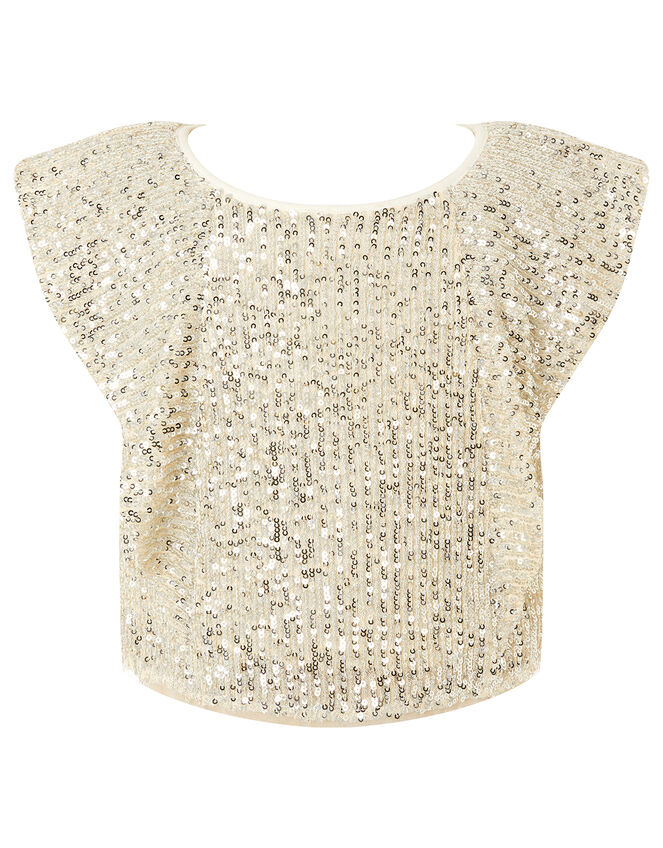 Sequin Top and Culottes Set, Natural (CHAMPAGNE), large