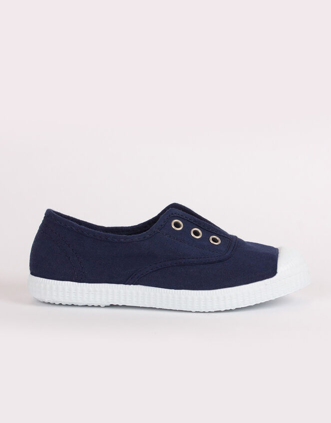 Hampton Canvas Plum Plimsolls, Blue (NAVY), large