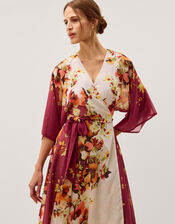 Parrie Floral Midi Wrap Dress, Cream (CREAM), large