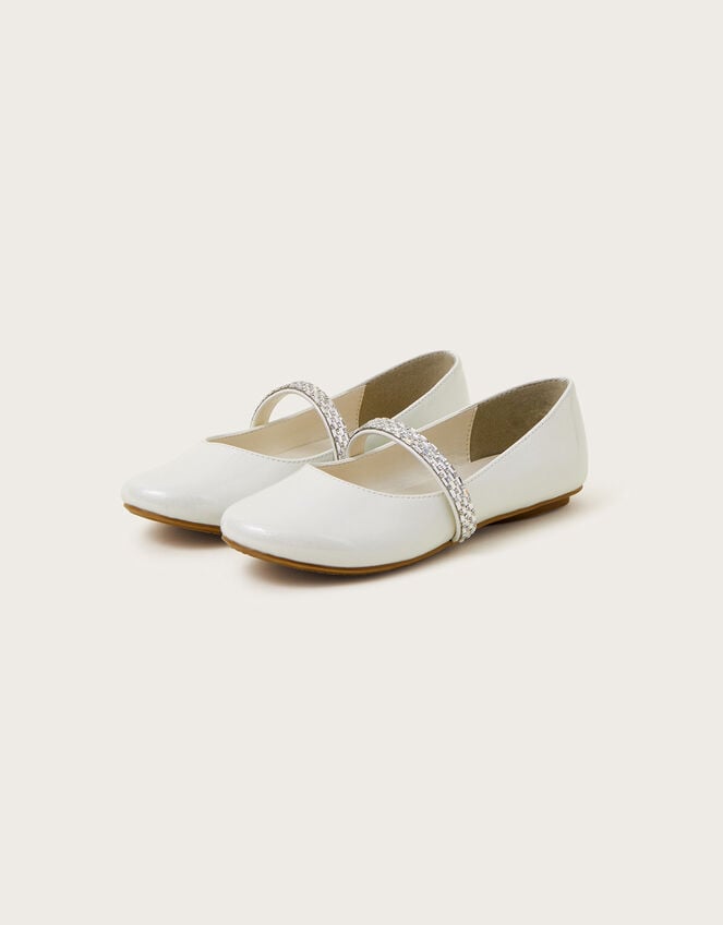 Dazzle Patent Ballerina Flats, Ivory (IVORY), large