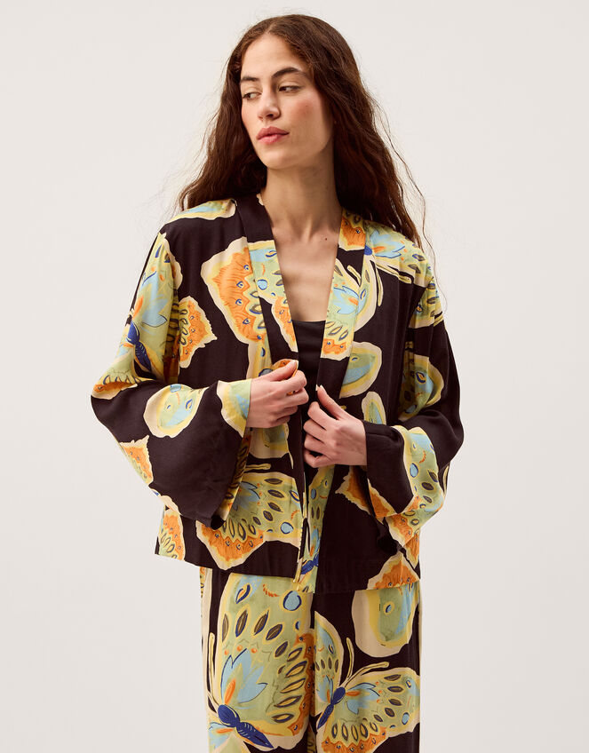 Clemence Aurelie Butterfly Kimono Jacket Black