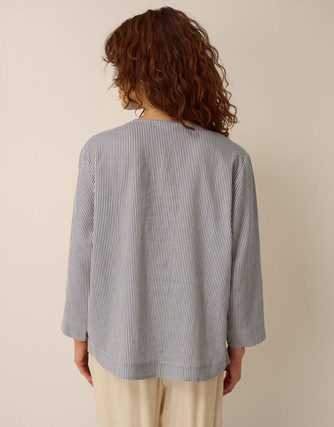 Alexa Stripe Linen Blend Top, Blue (BLUE), large
