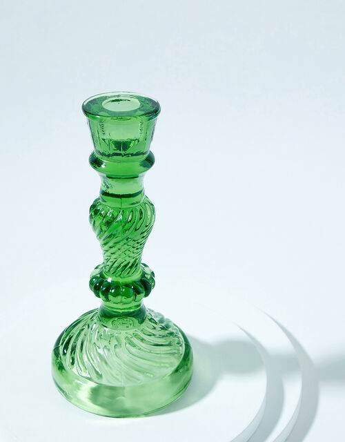 Glass Candle Stick Holder, Green (GREEN), large