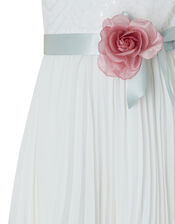 Layla Sequin Lace Pleated Maxi Dress, Ivory (IVORY), large