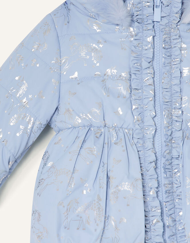 Baby Foil Unicorn Padded Coat, Blue (PALE BLUE), large